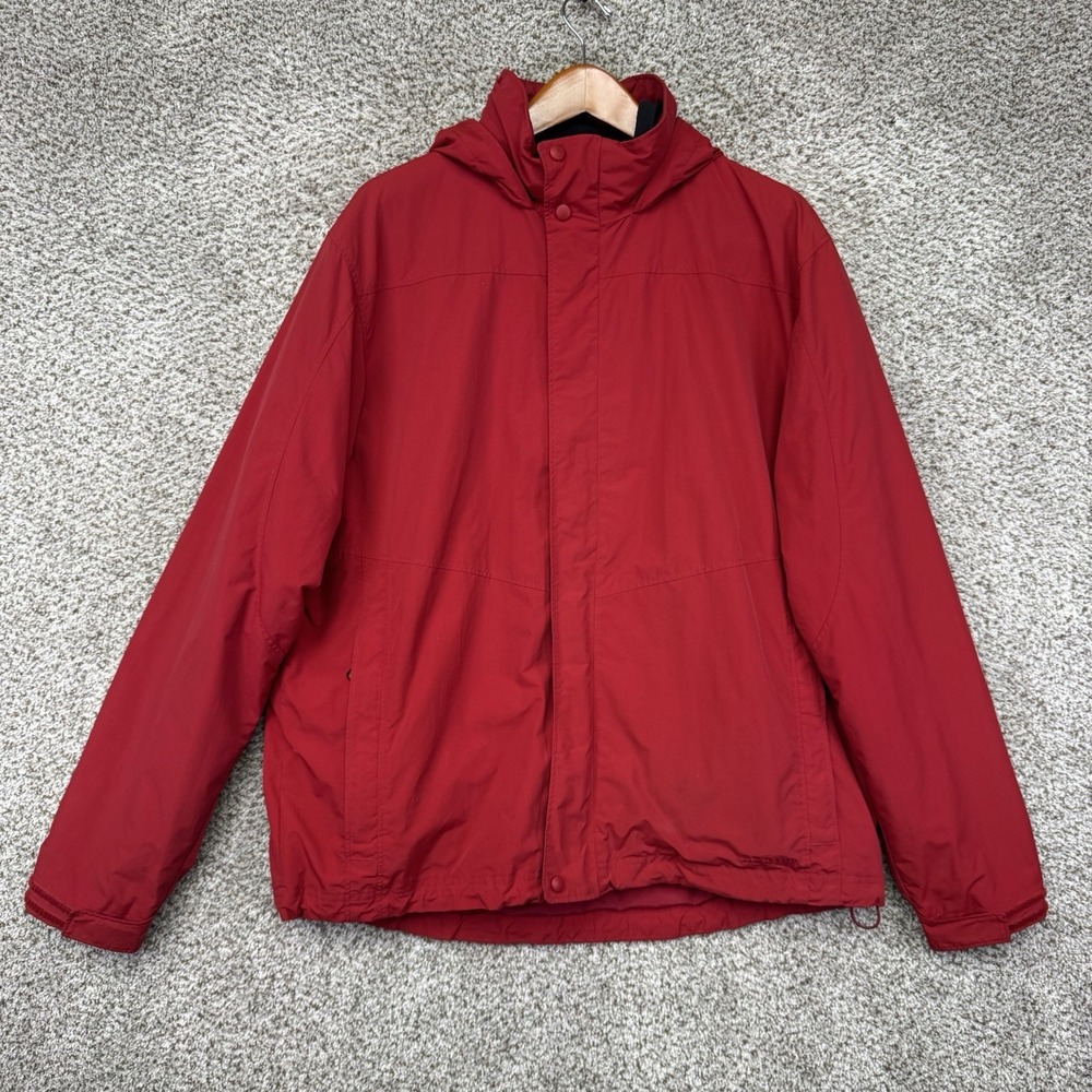 VTG LL Bean 3-in-1 Jacket Men's Size XLT Red‎ Hooded Fleece Liner Full Zip 0BC1Y